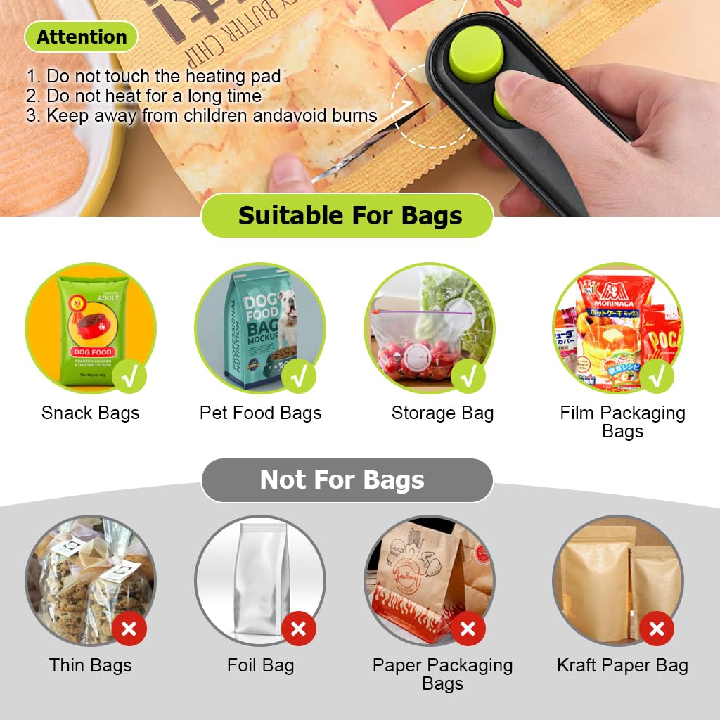 HASTHIP 2 in 1 Hot Bond Bag Sealer for Chips and Snack Bags with Built In Cutter | Rechargeable