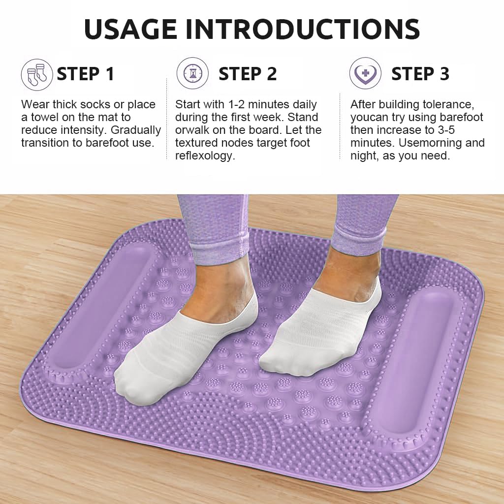 HASTHIP® Acupressure Foot Massage Mat, 5-Zone Reflexology Mat for Plantar Fasciitis Relief, Pain Therapy, Deep Tissue Trigger Point, Neuropathy, Stress Relief, Circulation & Relaxation