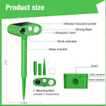 Outdoor Ultrasonic Pest Repeller - Solar Lizard Repellent & Snakes Repellent - Dog Repellent Device with Infrared Sensor & Flashing Lights for Garden & Patio - Pigeon Repellent for Balcony