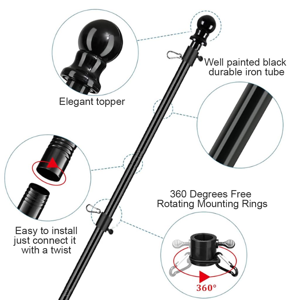 HASTHIP Flag Pole for Truck Hitch Mount with 116.5 cm Telescoping Rod & 360° Tangle-Free Design