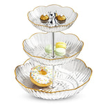 HASTHIP Silicone 3 Tier Dessert Serving Tray for Weddings with Golden Edges and Bear Handle