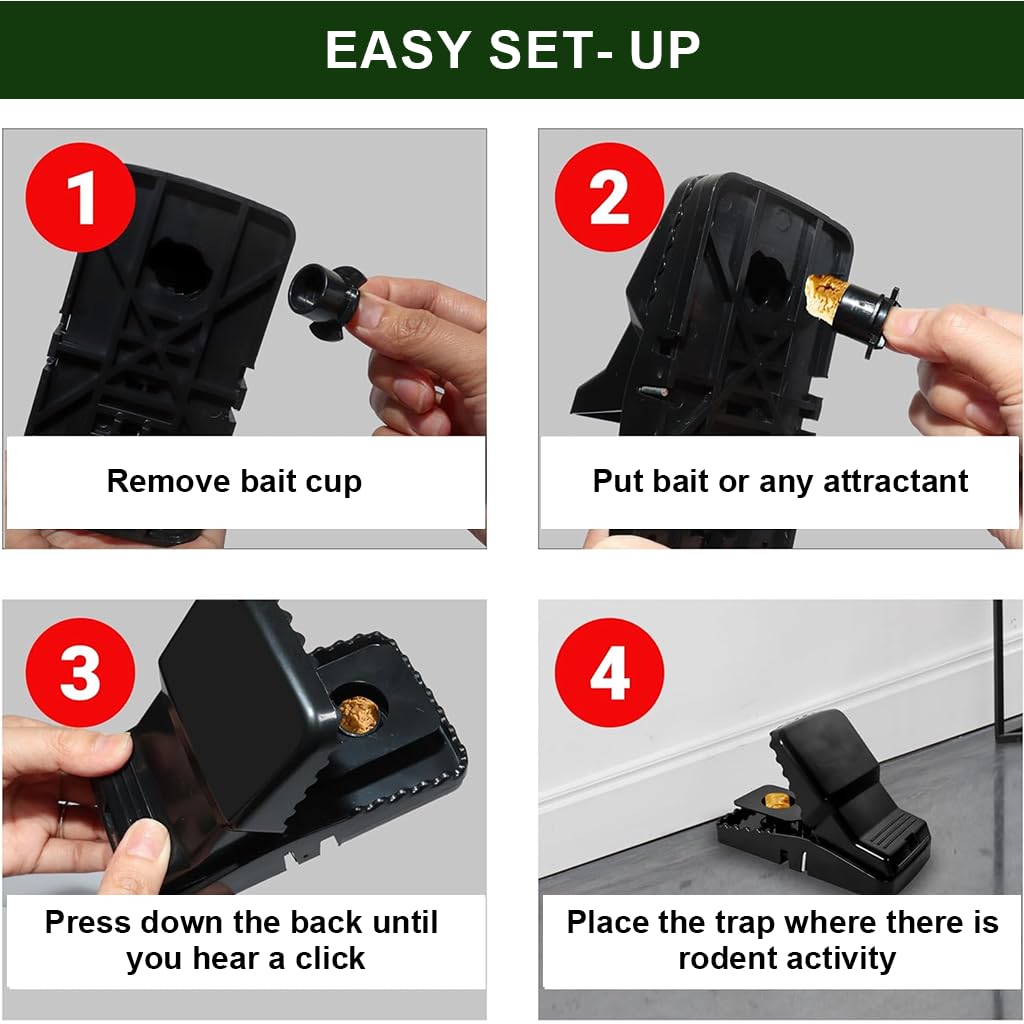 HASTHIP Mouse Traps for Home and Kitchen with Serrated Clip Teeth | 2Pcs Quick Snap Design