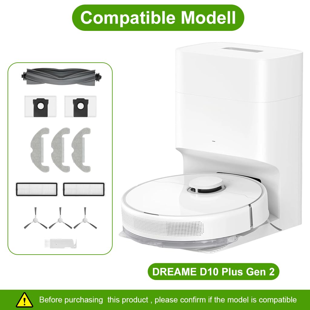 HASTHIP Replacement Parts for Dreame D10 Plus Gen 2 Vacuum | 12Pcs Kit with Brushes and Filters