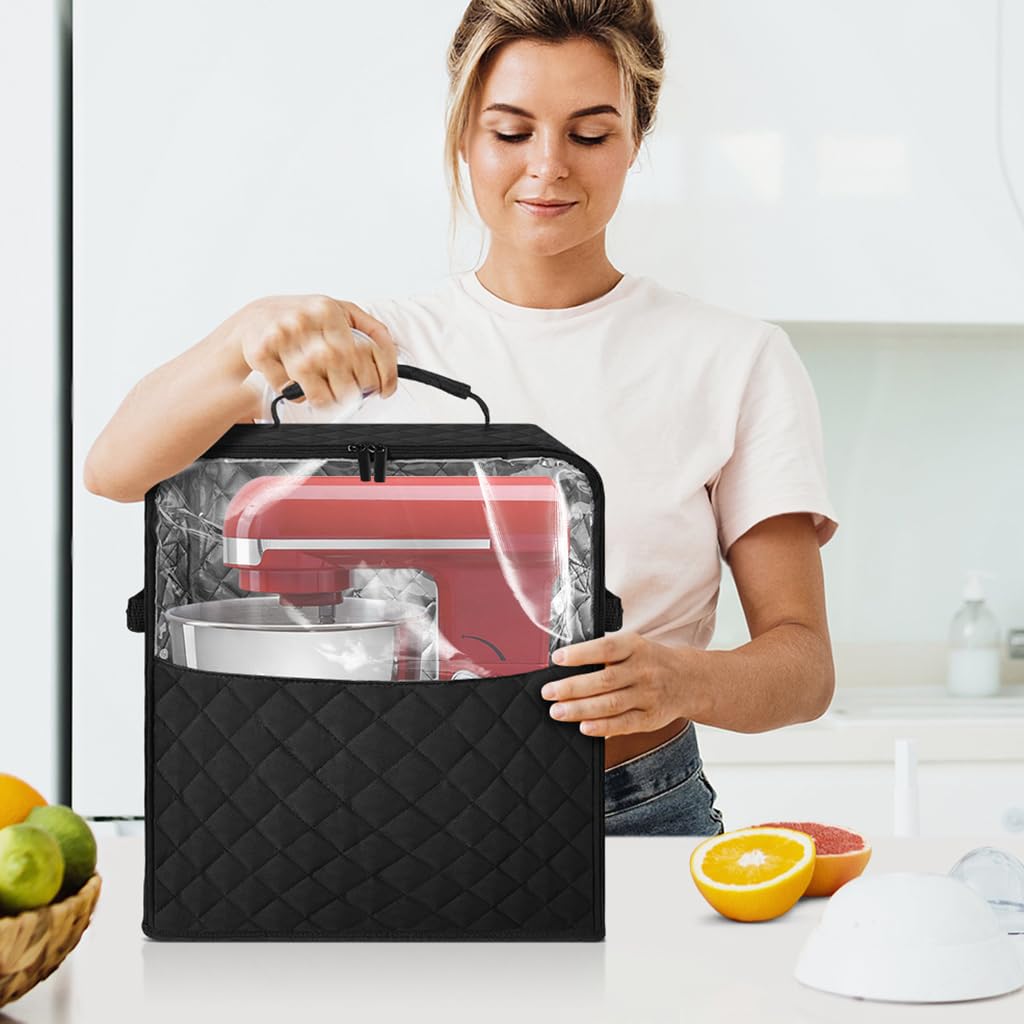 HASTHIP® Storage Bag for KitchenAid 5/4.5 Quart Blender Stand Storage Bag with Handles & Pockets Waterproof Dust Proof Small Kitchen Appliance Organizer Bag for Blender, Toaster, 36x23x38cm