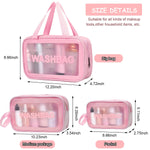 MAYCREATE® 3 Pcs Clear Makeup Pouch Set Cosmetic Organizer Bag for Women and Girls Travel Waterproof Toiletry Storage Kit for Home Travel Use (Pink)