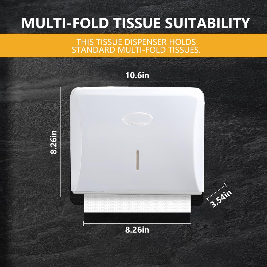 HASTHIP Toilet Paper Towel Dispenser Holder for Bathroom and Office Use 27x20cm | Waterproof No Drill Wall Mounted Design with Clear Window