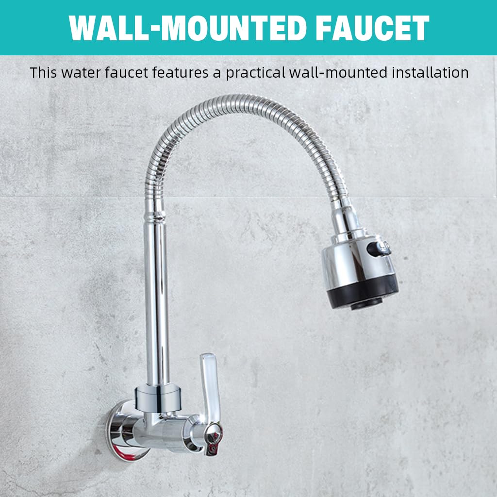 HASTHIP Wall Mounted Faucet for Kitchen and Bathroom featuring 360° Flexible Gooseneck | Zinc Alloy Construction with Switchable Water Modes