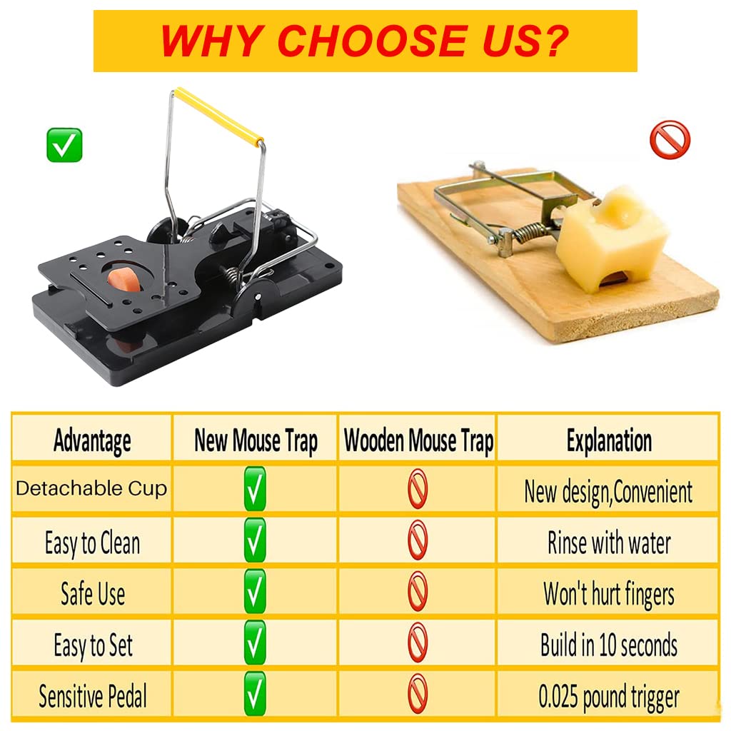 HASTHIP Rat Traps for House and Garden featuring Simple Bait Mechanism | 12PCS Reusable