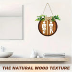 HASTHIP Restroom Door Sign for Office and Public Use with 23x23 cm Round Wooden Design | Unisex Embossed Icon
