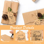HASTHIP® 100Pcs Thank You Tags for Token Gifts 1.2x2 inches Hard Paper Made Gratitude Label Tags with A Roll of Hemp Lines Gift Packing Tags for Token Gift, Return Gifts, Wedding Token Gift