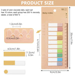 HASTHIP Sticky Tabs for Notebook and Books featuring 600 pcs Set with Ruler PET Material | Morandi Color Index Flags for Office Stationery