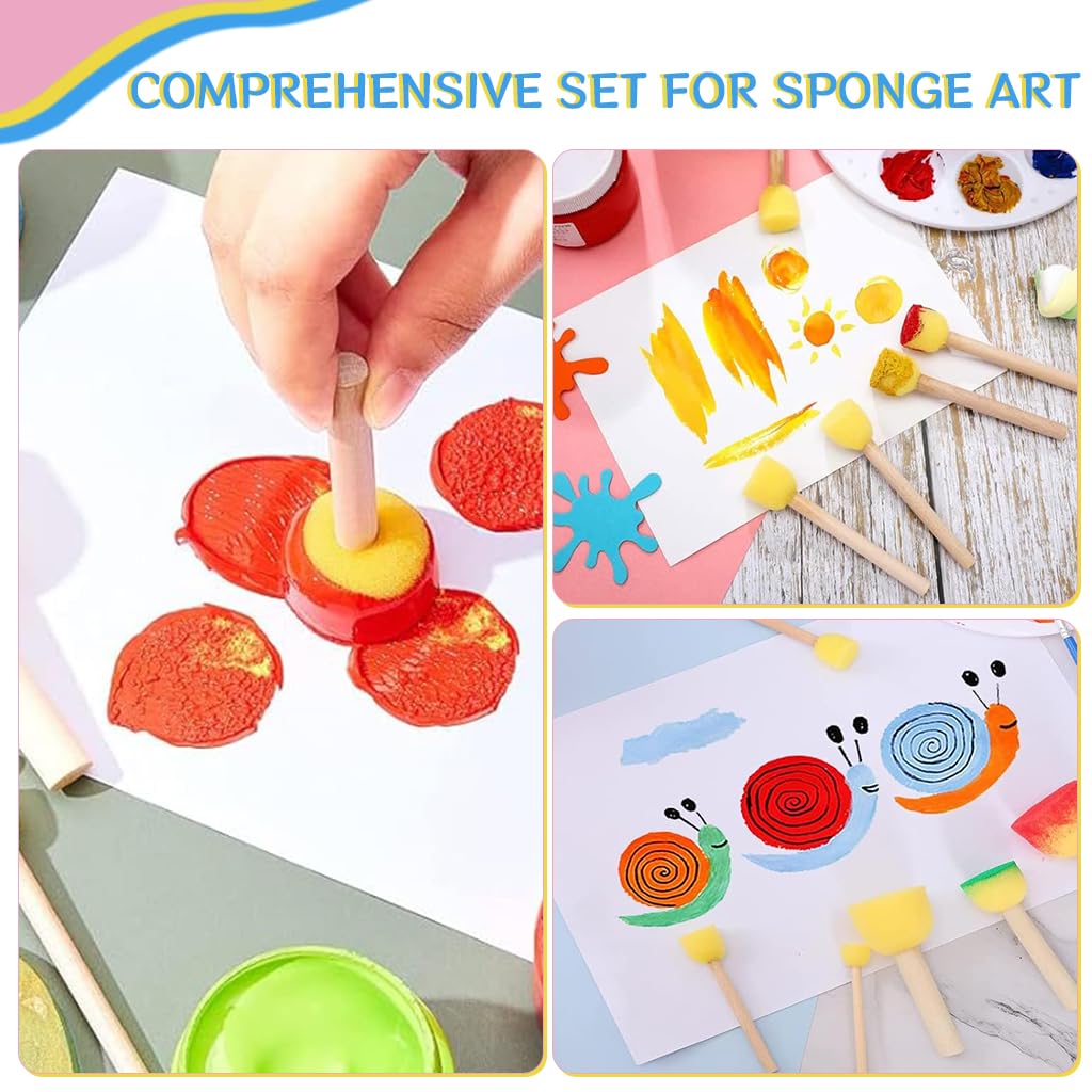 HASTHIP Sponge Art Supplies for Creative Painting with 14 Pcs Brushes and Rollers | Ideal for Kids and Adults