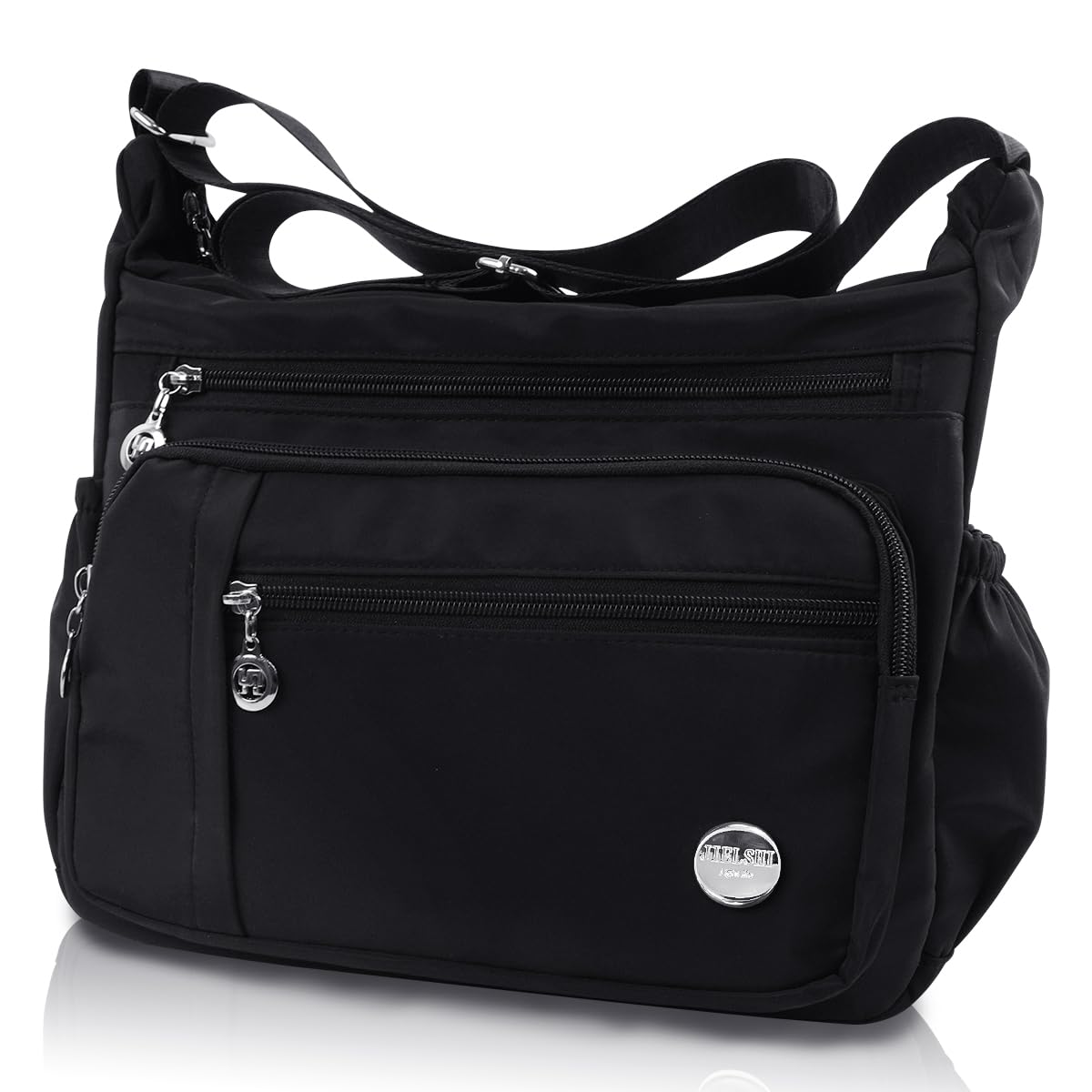 HASTHIP® Bolso de Hombro para Mujer de Nylon Impermeable,Bandolera con Múltiples Bolsillos,Bolso Mano Grande y Ligero tipo Tote para Uso Diario y Viaje