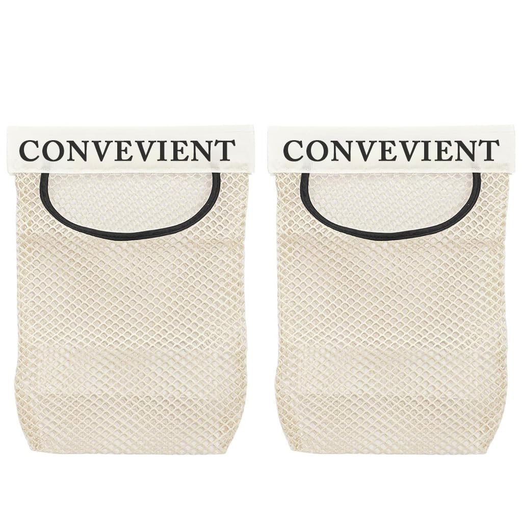 HASTHIP Trash Bag Holder Dispenser for Kitchen Storage with Self Adhesive Mount 25×35cm | 2 Pack Breathable Mesh Organizer