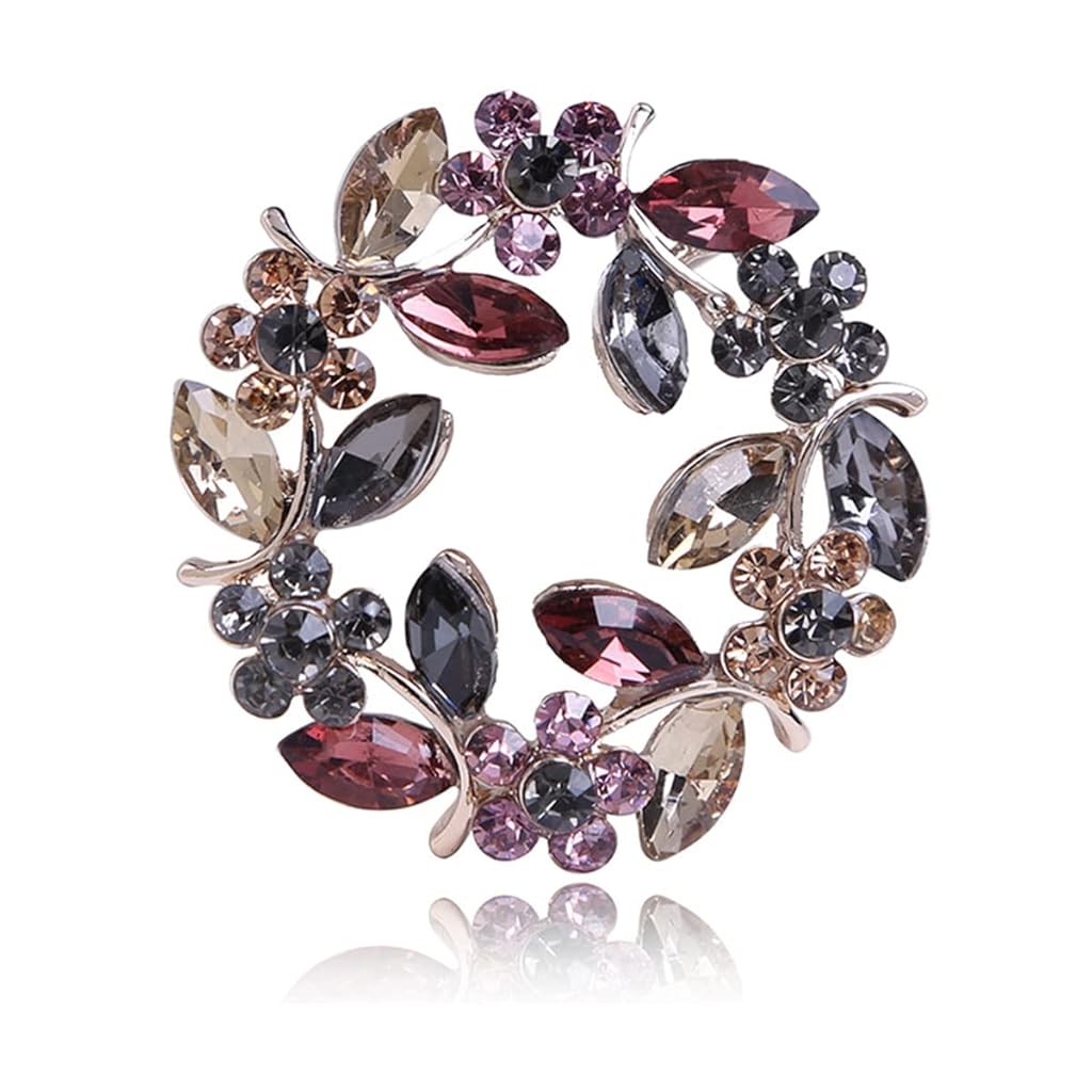 HASTHIP® Broche de Cristal para Mujeres y Niñas,Broche Vintage con Gota Azul y Flores de Diamantes Imitación,Pin Elegante Aleación Zincada para Vestido Abrigo Boda Regalos