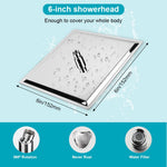 HASTHIP Shower Head for Bathroom with 6 Inch Square Panel and Anti Clog Nozzles | Stainless Steel Rainfall Design