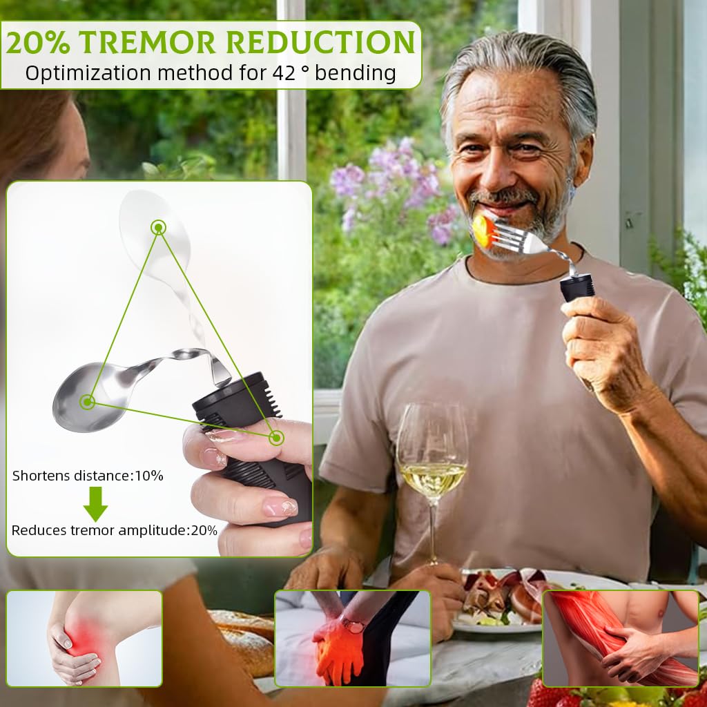 HASTHIP Adaptable Cutlery Set for Elders with Bendable Heads and Anti Slip Handles | 4 Pcs Stainless Steel Utensils