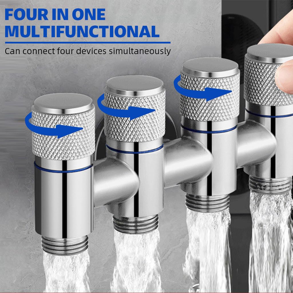 HASTHIP Faucet Tap for Shower and Washing Machine with 3‑Way 1/2 in Valve | Stainless Steel