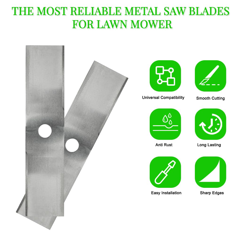 HASTHIP Metal Lawn Mower Saw Blades 12 inch for Efficient Grass Cutting | Stainless Steel Replacement Set of 2
