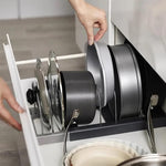 HASTHIP Pot Lid Holder for Kitchen Organization with 7 Slot Steel Wire Racks | Countertop Organizer