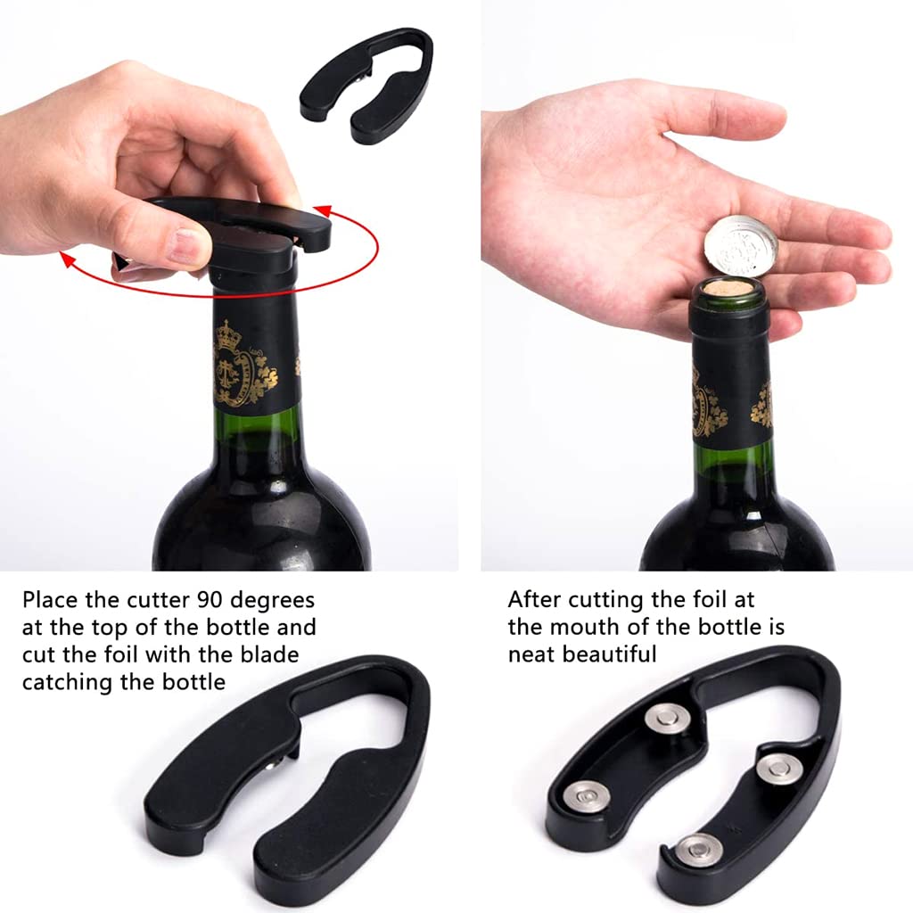 HASTHIP Wine Opener Set for Kitchen and Bar with 4 pcs Stainless Steel Tools | Corkscrew Foil Cutter Aerator and Stopper