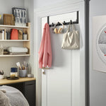 HASTHIP Over the Door Hooks for Clothes and Towels featuring 6 Hook Rack in Black Aluminum