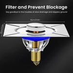 HASTHIP Pop up Bathroom Floor Drain with Foot Operated Button and Copper Core | Anti Odor Rust Resistant Square Replacement