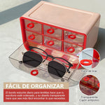 HASTHIP Desktop Storage Box for Office and Home with 3 Tier Compartments and Clear Windows | 180x110x120mm Multifunctional Organizer