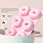 HASTHIP® Silicone Mini Donut Cake Pan - 1Pack 6-Cavity Silicone Fluted Tube Cake Pans