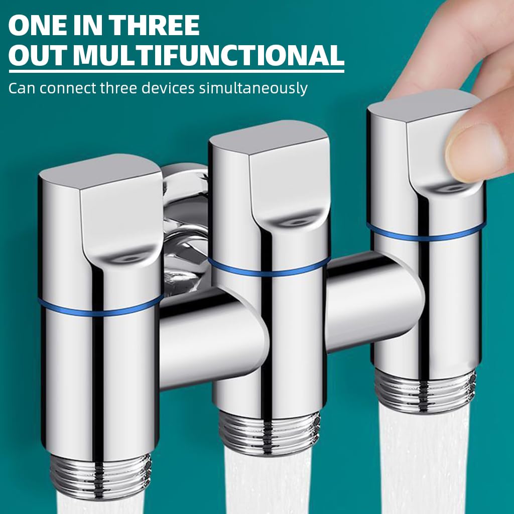HASTHIP 3 in 1 Faucet Tap for Shower and Washing Machine with Independent Valve Control | Stainless Steel 1/2 Inch Universal Design