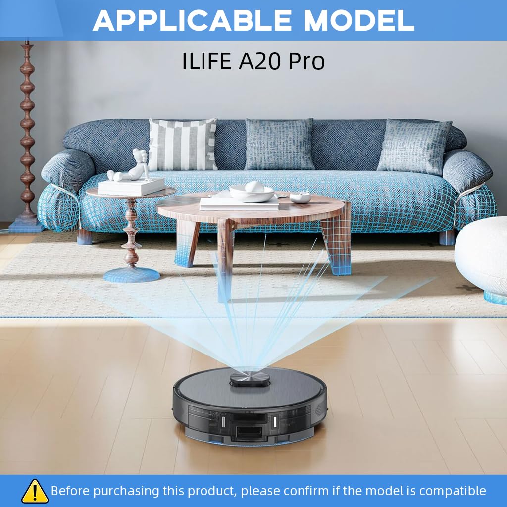 Hasthip Replacement Kit for ILIFE A20 Pro Robot Vacuum including 7Pcs Brushes Filters and Mop Cloth