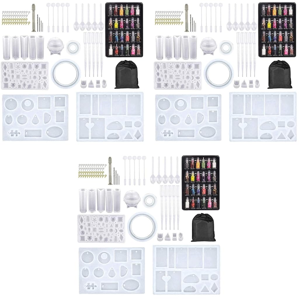 HASTHIP Resin Art Kit for Jewelry Making with 327 pcs Silicone Moulds and Storage Bag