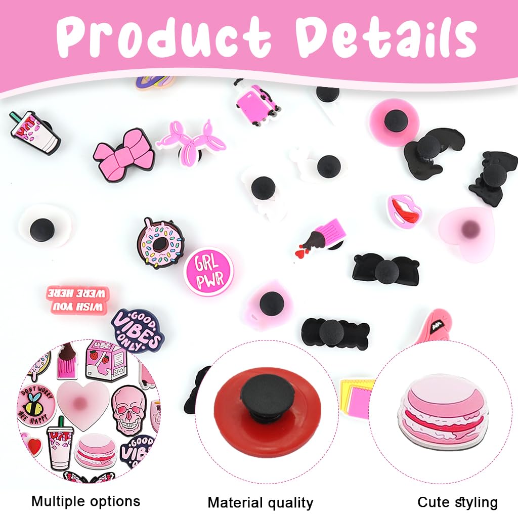 35pcs Pink Shoe Decoration Charms for Bubble Slides Sandals Clogs, Cute Shoe Decoration Charms for Teens Kids Adults, Shoe Accessories Pins Party Favor Birthday Gifts