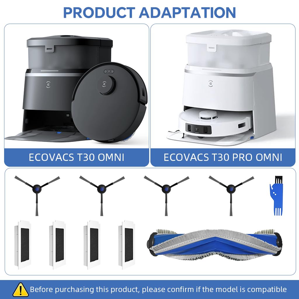 HASTHIP Replacement Parts for Ecovacs T30 PRO Omni featuring 10Pcs Kit with Brushes and Filters