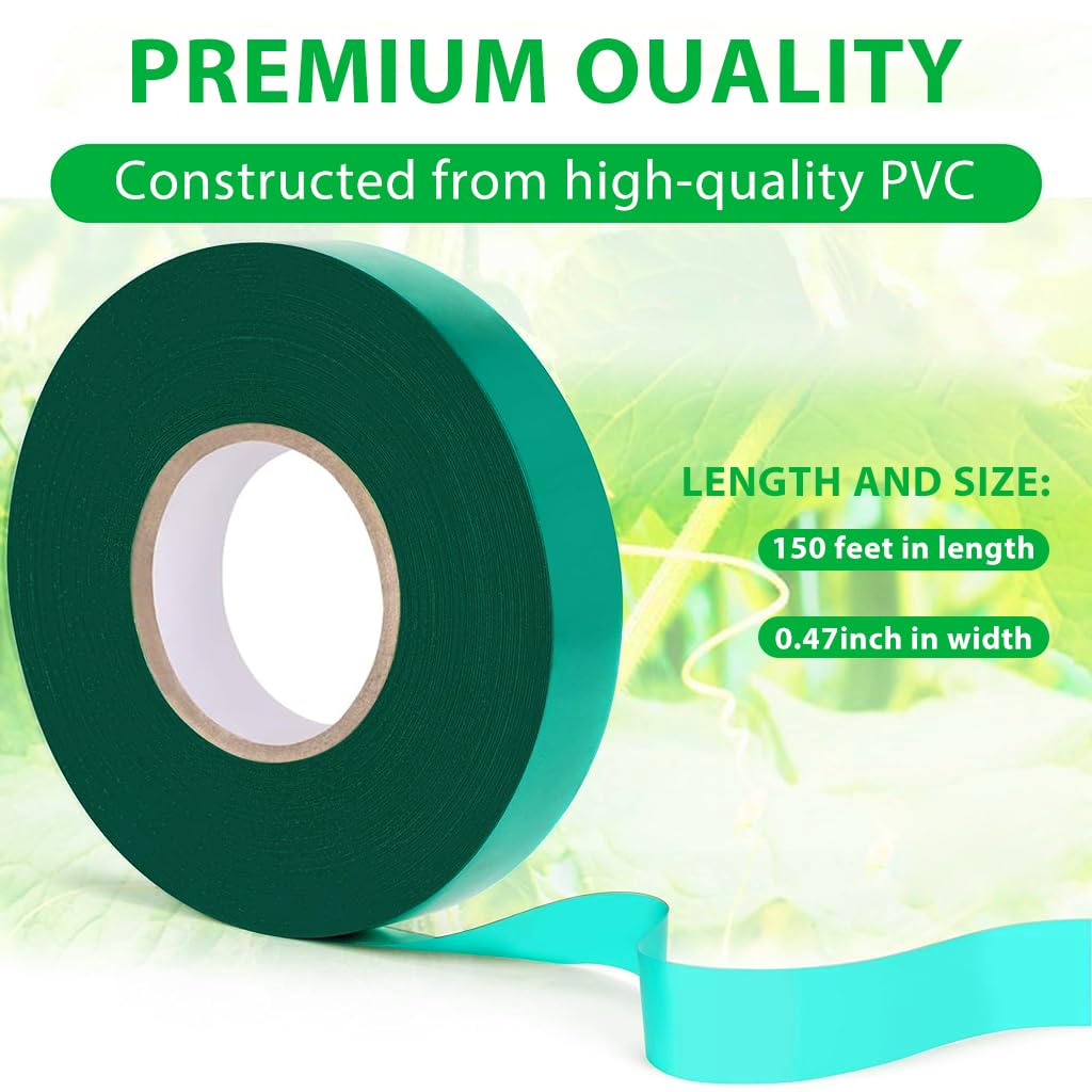 HASTHIP® Gardening Twist Ties Roll - Stretch Grafting Tape Roll - 150 Feet 1/2" Garden Tie Tape - Plant Ties Twine Pvc Grafting Tape -Gardening Tools for Tomato, Tree Ties, Plant Support