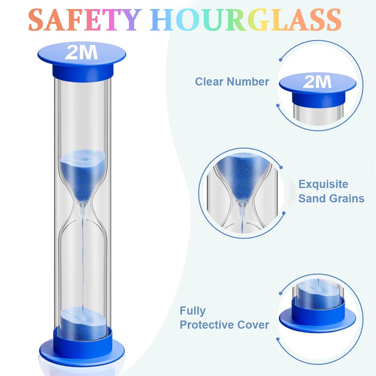 HASTHIP Hour Glass Sand Timer Set for Classroom and Kitchen Use with 12 Pack 3.4in | 6 Colors PVC Tube Design