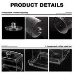 HASTHIP Makeup Cotton Storage Box for Vanity and Bathroom with Lids and Bottom Slot | 3Pcs Clear Acrylic Organizer Set