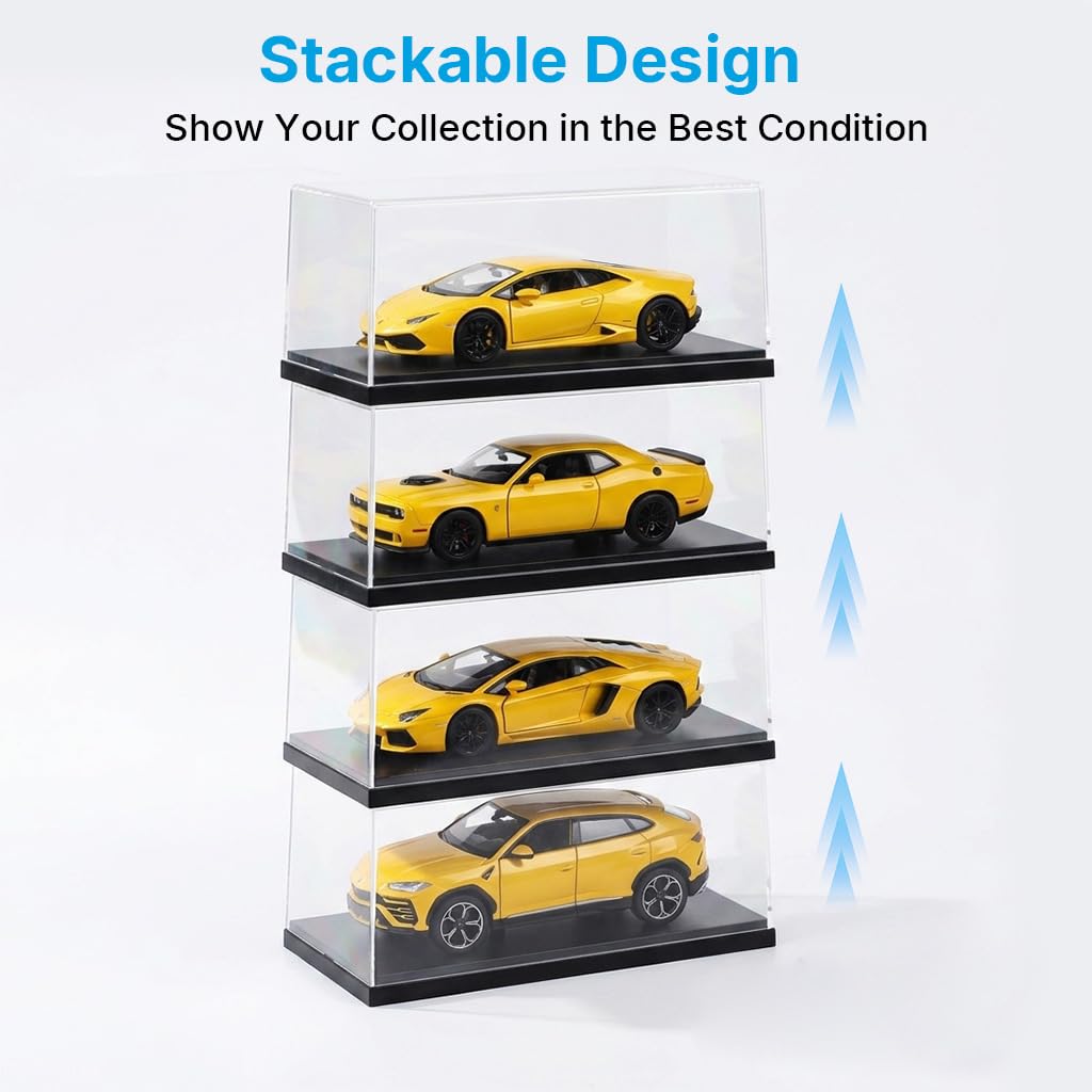 HASTHIP 4-Pack Acrylic Display Cases for 1:64 Scale Model Cars