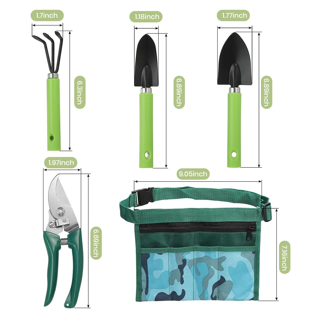 HASTHIP Gardening Tools Kit for Home Use with 4Pcs Set featuring Ergonomic Handles | Stainless Steel Hand Tools and Tool Bag
