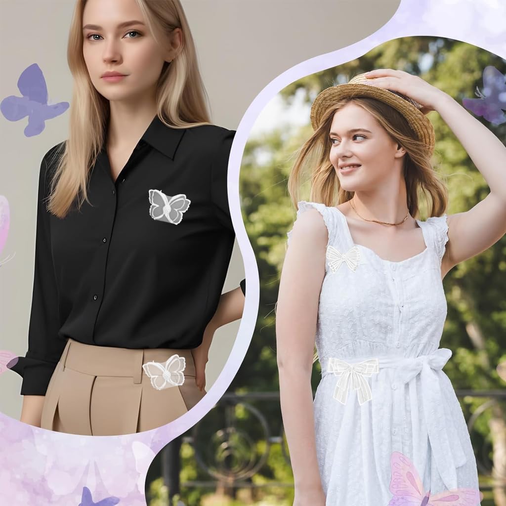 HASTHIP Applique Patches for DIY Crafts with 15 Sheer White Lace Bow and Butterfly Decals