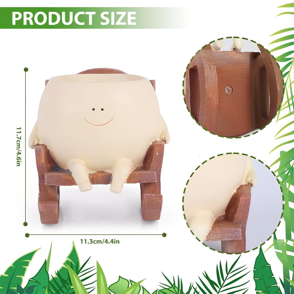 HASTHIP Mini Succulent Pot for Desk and Home Decor with Rocking Chair Resin Design 11.3x12.4x11.7cm | Gift for Friends