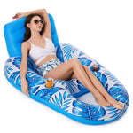 HASTHIP® Silla Flotante Iable para Adultos,Tumbona de Piscina con Respaldo y Soporte para Vasos,Hamaca Acuática con Asiento de Malla Suave Flotador PVC Duradero Plegable Playa