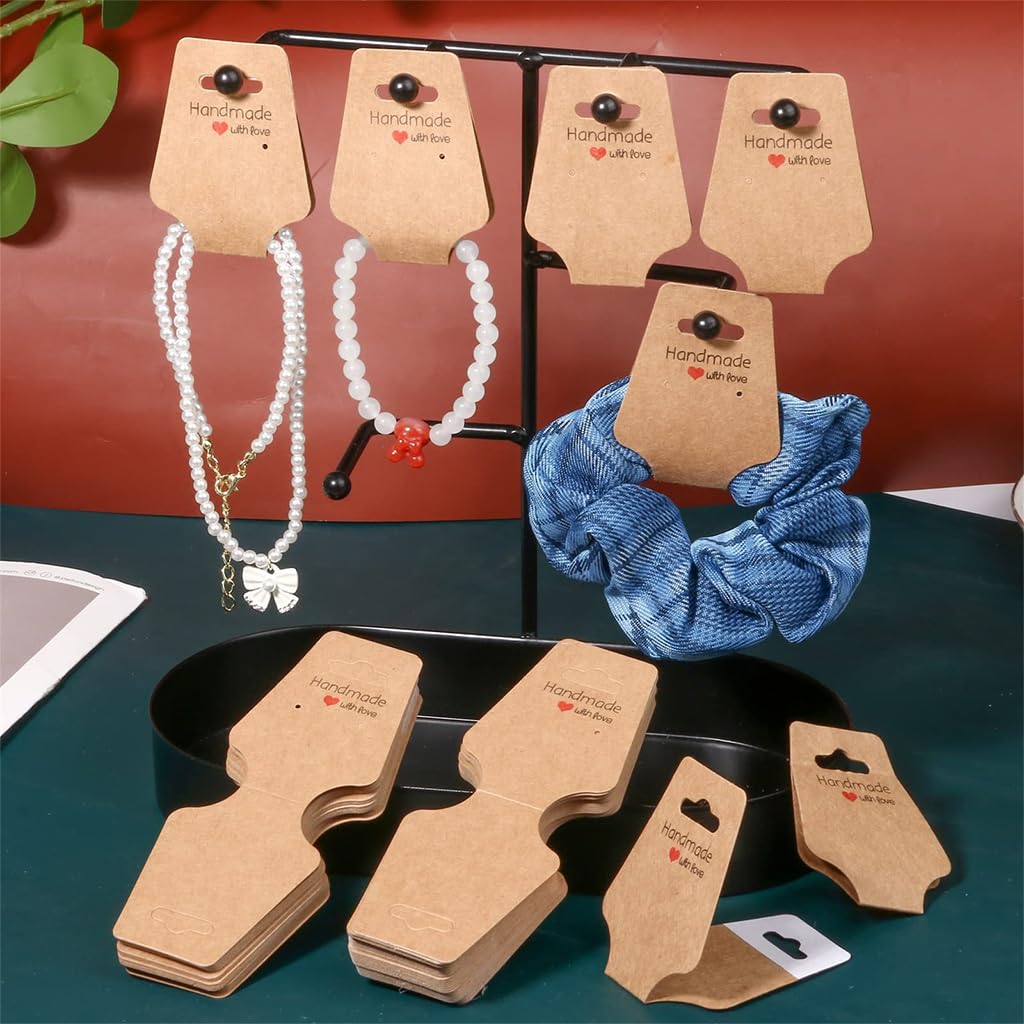 Jewellery Display Cards 50-Pack Kraft Paper - Hangable Folding Cards For Necklaces, Bracelets, Earrings Exao Brand - Foto 6