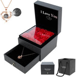 HASTHIP Eternal Rose Necklace for Women with 100 Language I Love You Projection | Gift Box Set