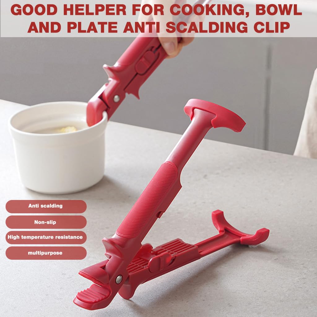 HASTHIP Anti-Scalding Plate Clip for Hot Dishes with Grooved Tips and Lock Buckle Handle