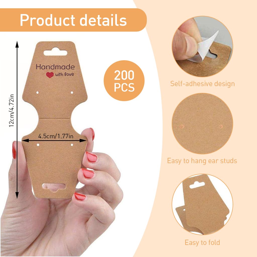 HASTHIP Paper Card Holder for Jewelry Display with Handle | 200PCS Self Adhesive Packing Supplies