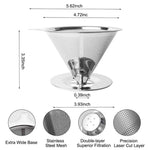 HASTHIP Pour Over Coffee Dripper for Manual Brewing with Dual 800 Mesh Filter | 1–6 Cup Stainless Steel Reusable Maker