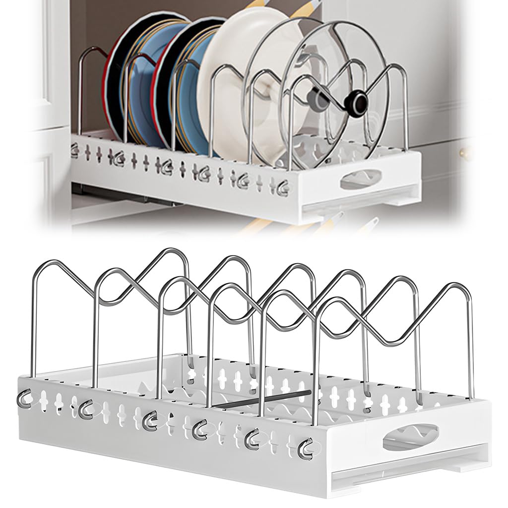 HASTHIP Pull Out Cabinet Dish Dry Rack for Kitchen Storage with 6 Stainless Steel Rackets | 16.5 in Space Saving Organizer