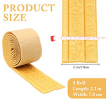 HASTHIP Peel Stick 3D Foam Molding Trim for Walls featuring Self Adhesive Golden Strips 2.3m x 7.8cm | Waterproof Gold 3 Pcs
