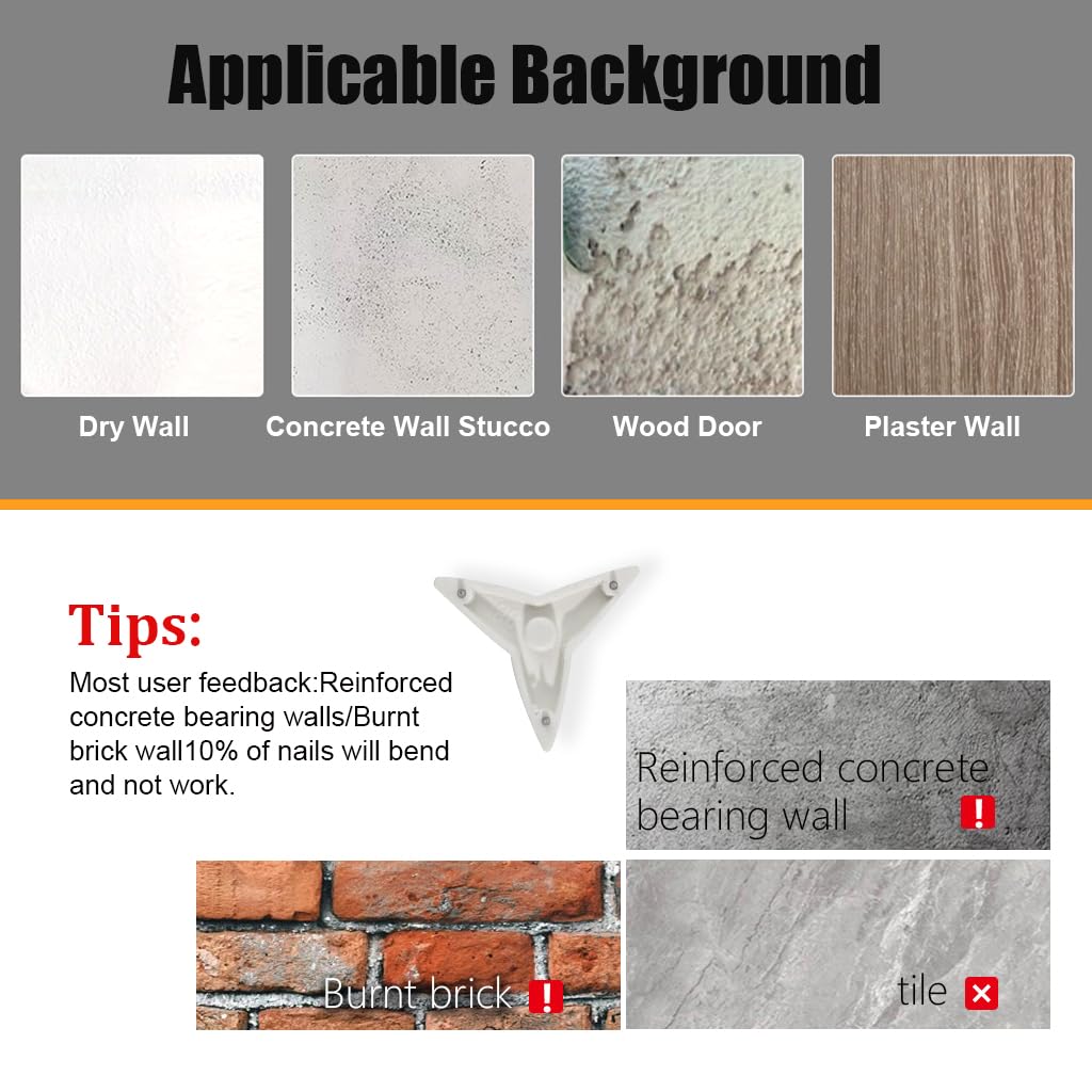 HASTHIP Wall Hooks for Photo Frames and Keys with Triangular Push Nail Design 40pcs White